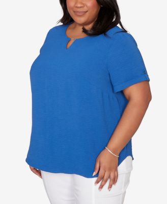 Plus Size The Royal Treatment Solid Rolled Short sleeve Top
