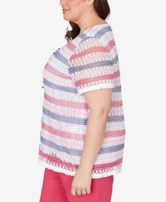 Plus Size The Royal Treatment Biadere Fringe Textured Top with Necklace