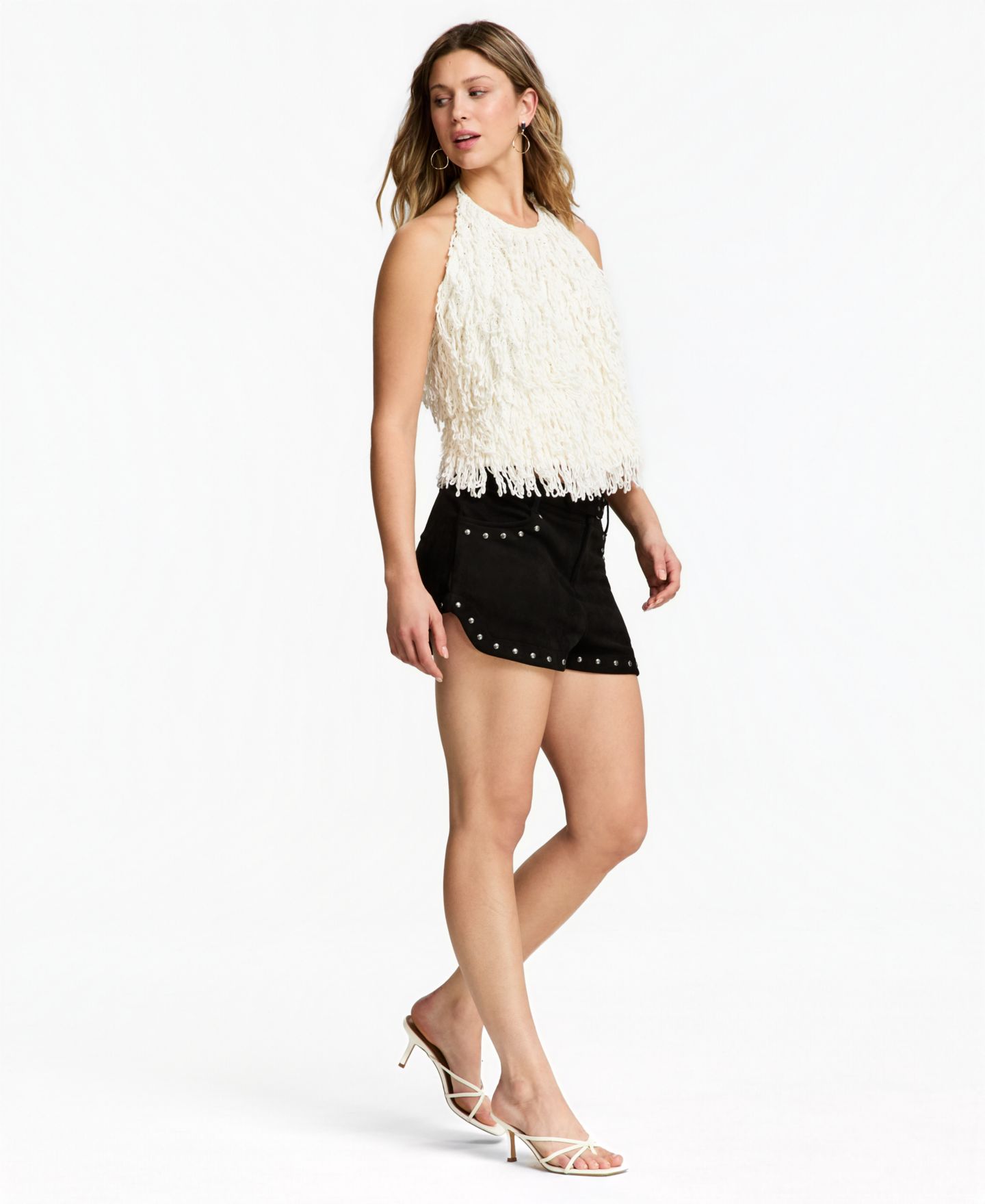 Женские шорты And Now This Studded Faux-Suede, цвет: Глубокий чёрный — фото 2