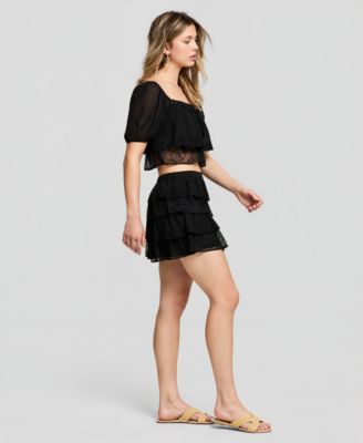 Women's Chiffon Lace Mini Skirt