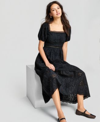 Women's Eyelet Cotton Maxi Dress