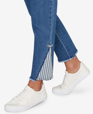 Petite Nautical Stripe Inset Slim Fit Jeans