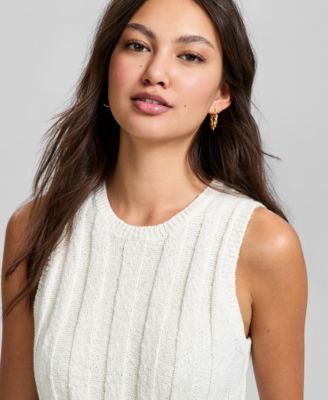 Petite Crew Neck Sleeveless Top