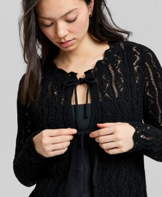 Women's Crocheted Tie-Front Sweater