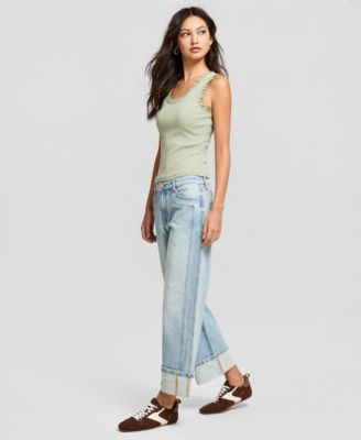 Women's Seamed Cuff Wide-Leg Jeans
