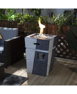 20 Inch 40000 BTU Square Propane Gas Fire Pit Table Light Grey Blue Concrete for Patio Deck Garden Backyard