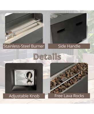 60 Inch Outdoor Rectangle Propane Fire Pit Table 60000 BTU Auto Ignition Concrete Fire Table with Waterproof Cover and Lava Rocks