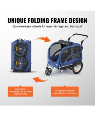Dog Bike Trailer 2-in-1 Pet Stroller Carrier 100 LB Capacity