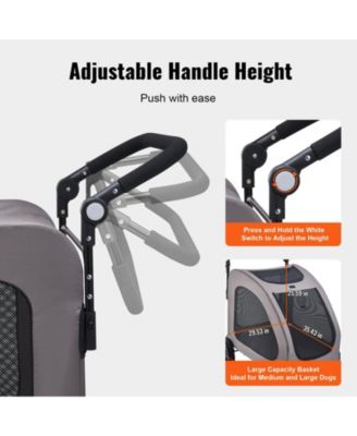 Pet Stroller 4-Wheel Dog Stroller 160 LB Capacity Adjustable Handle