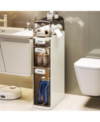 4 Tier 30.7" h Bathroom Storage Cabinet, Slim Floor Cabinet for Living Room Bedroom