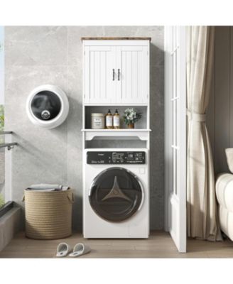 66.3" h Bathroom Cabinet with Double Doors and Adjustable Shelves, Small Bathrooms