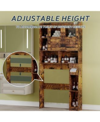 67.4" h Bathroom Storage Organizer with Glass Door, for Toilet, Laundry Room