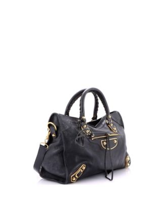 Medium City Classic Metallic Edge Bag Leather