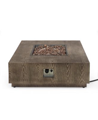 Wellington Square Iron Fire Pit with Wood Pattern 50000 BTU Tank Outside