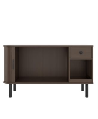 37.4" Hidden Litter Box Enclosure with Sliding Door, Drawer & Charging Station ,Brown