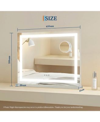 Tabletop Mirror, Makeup Mirror, 3 Color Tones, LED, Non-Slip, 360-Degree Rotation