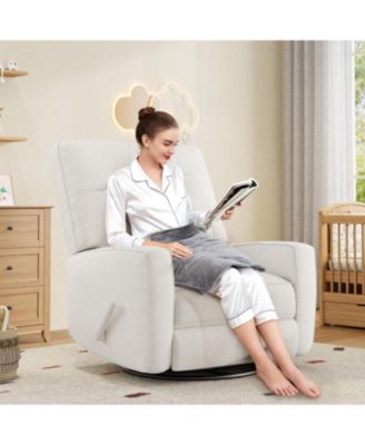 Recliner Chair, 360° Swivel Rocking Glider Chair for Adults with Adjustable Backrest & Footrest, Cozy Upholstered Armchair for Living Rooms