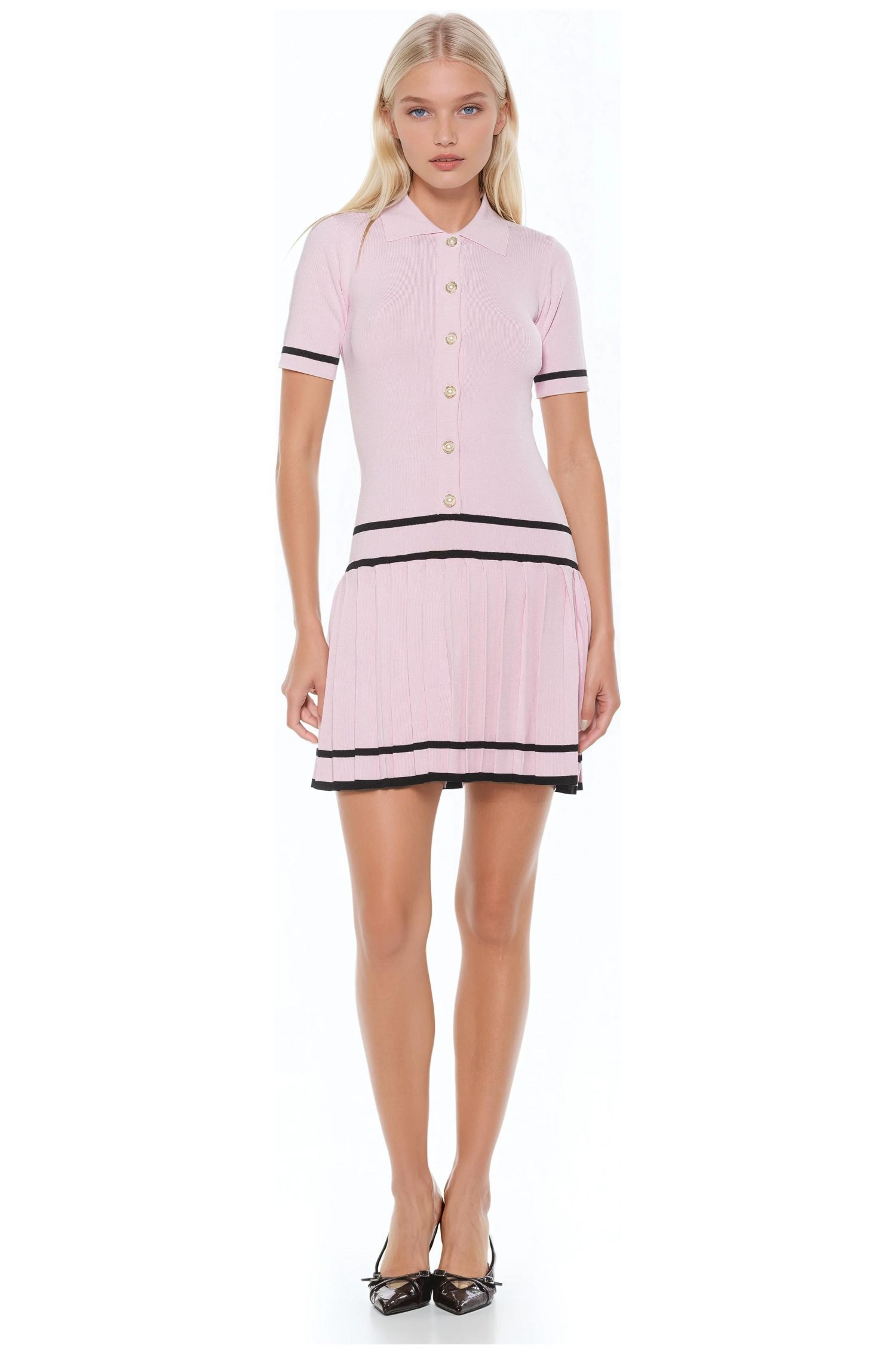 Women's Lucinda Fully Knit Collared Short Sleeve Dress
