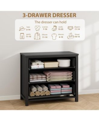3-Drawer Dresser for Bedroom, 29" Tall Chest of Drawers Nightstand for Closet
