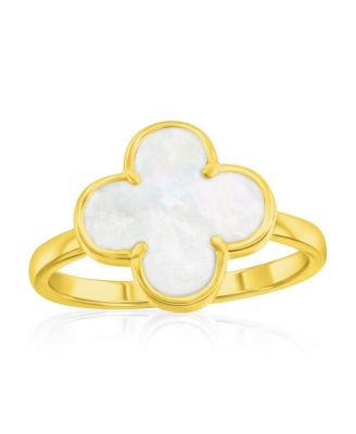 Sterling Silver, Mother of Pearl Clover - Gold Plated