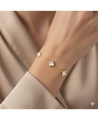 Sterling Silver, Mother of Pearl Clover Bracelet
