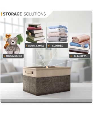 3 Pack 15 inch Collapsible Storage Bins with Handles - Perfect for Home Storage & Organization