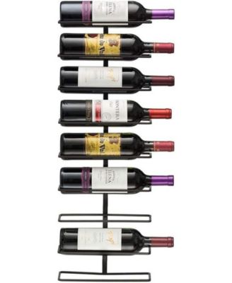 9-Bottle Wall Mounted Metal Wine Rack - Holds Wine Bottles, Liquor, Champagne