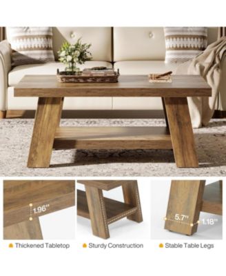 2-Tier Coffee Table with Storage Shelves, 47.24"