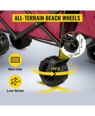 Extra Large Collapsible Garden Cart with Removable Canopy, Folding Wagon with Wheels and Rear Storage