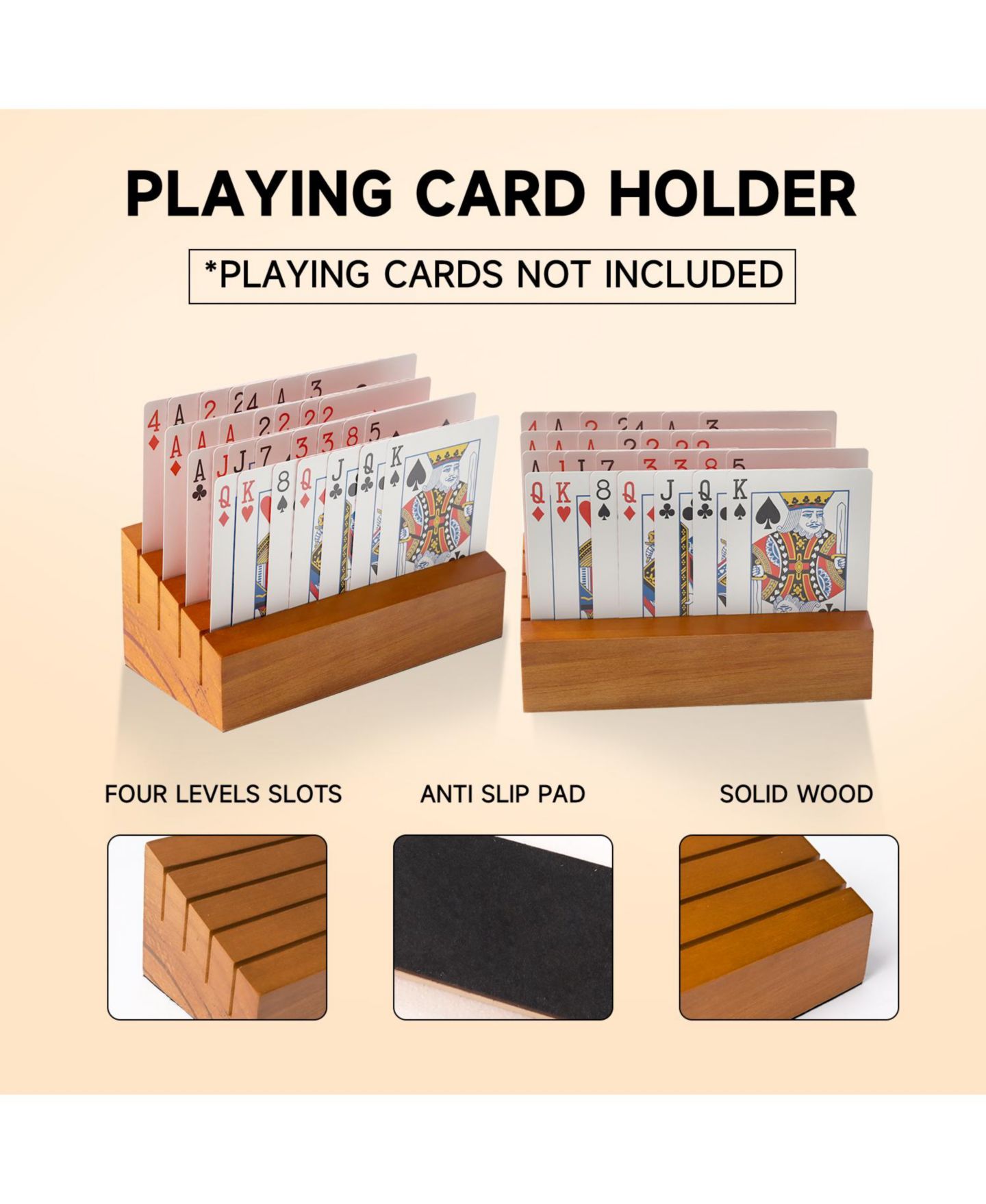 Детские игрушки GSE Games & Sports Expert Wooden Poker Card Holders, 4-Piece Set, Ages 3+, цвет: 2-Pack — фото 3