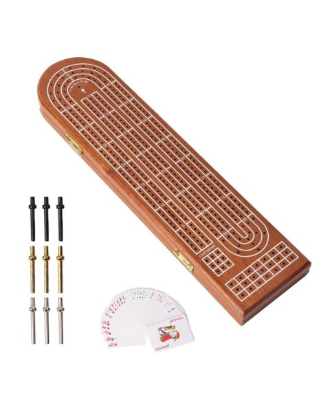Детская настольная игра GSE Games & Sports Expert 3-Track Wooden Cribbage Board Game with Playing Cards, от 8 лет
