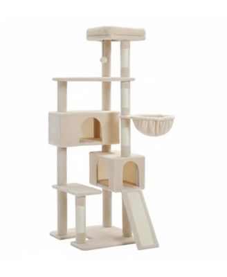 65in Large Cat Tree Tower: Hammocks, Scratch Columns, Jumping Platform Space