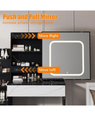 Vanity Desk Mirror and LED Lights - Makeup Vanity Desk for Bedrooms, Apartments, Easy to Assemble