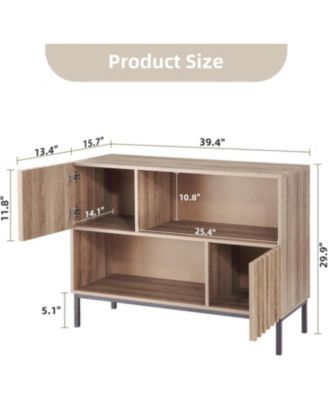 Fluted Console Table with Storage Shelf & Cabinet – Mid-Century Modern Sideboard Buffet for Entryway or Living Room