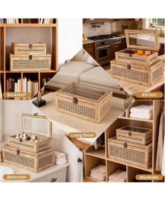 Natural Walnut Storage Box - Vintage Style, Airtight, Durable