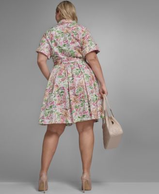Plus Size Printed Collared Dress