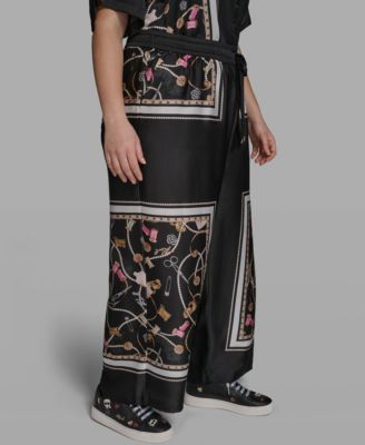 Plus Size Printed Soft Wide-Leg Pants