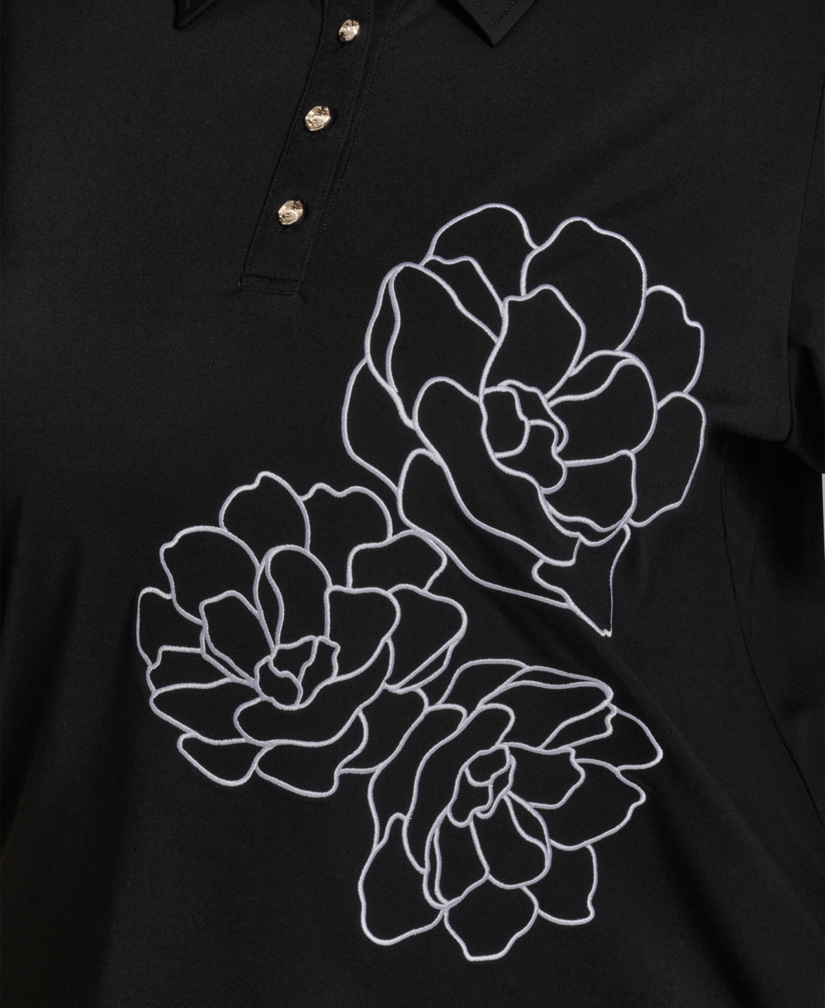 Karl Lagerfeld Paris Plus Floral Polo Short-Sleeve Top