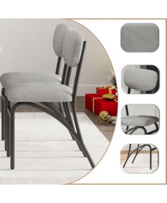 Set of 4 Modern Boucle Upholstered Dining Chairs, Metal Legs Seating for Kitchen Dining Room & Living Room