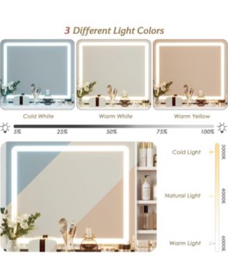 46.8IN Vanity Desk Mirror - LED Lights and Power Outlet - Makeup Vanity Table for Bedrooms, Apartments