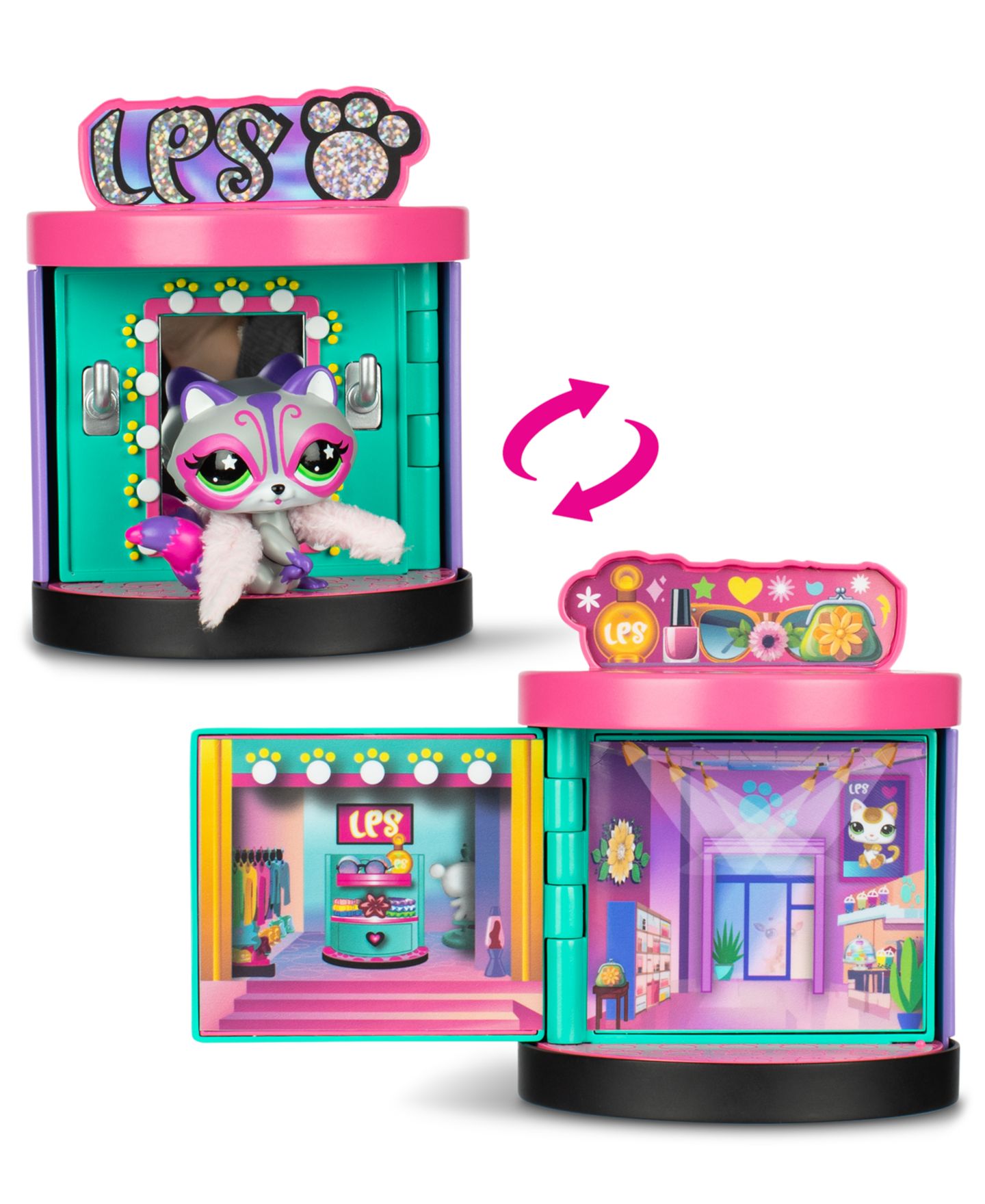 Детский игровой набор Littlest Pet Shop Bobblin' Pets Spin & Style Boutique Folds-Up 4-Pet Playset, Ages 4+ — фото 7