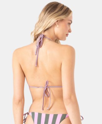 Juniors' Stripe Out Reversible Tiki Triangle Top