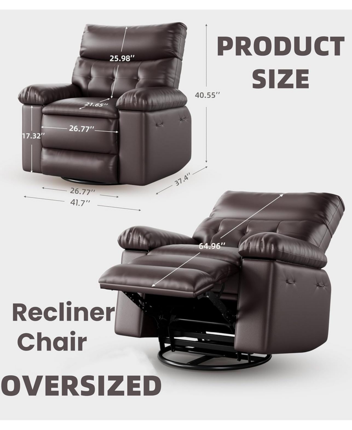 gaomon 27'' Oversized Massage Recliner Chair for Adults, Lounge with Vibrating and Heating