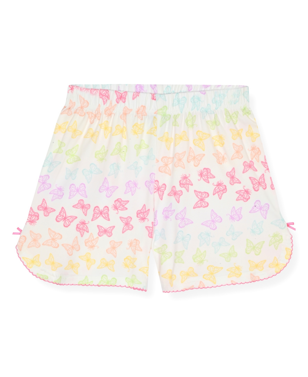 Max & Olivia Girls' 6X-14 Multi Butterfly Print Top, Short Pants Scrunchie, 3-Piece Set