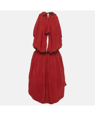 Women's Maroon Crepe Plucking Neck Dress
