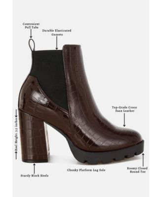 Women's Foxy Faux Leather Croc Chelsea Boots
