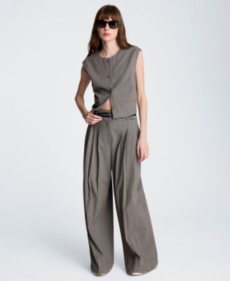Women's Double Belted High-Rise Trousers