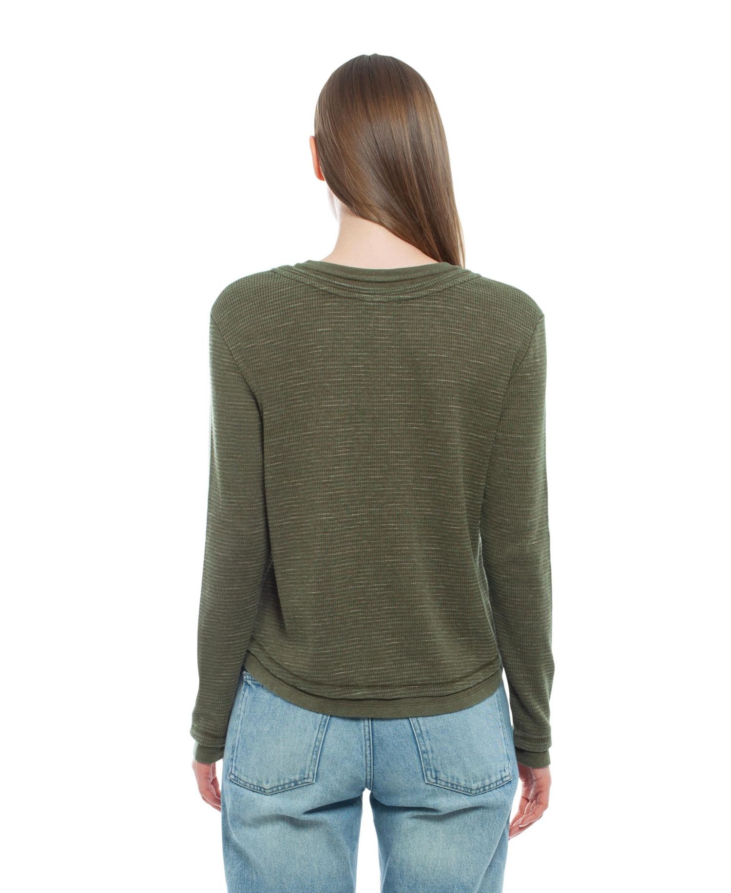 Women's Long Sleeve Henley Mock Tee
