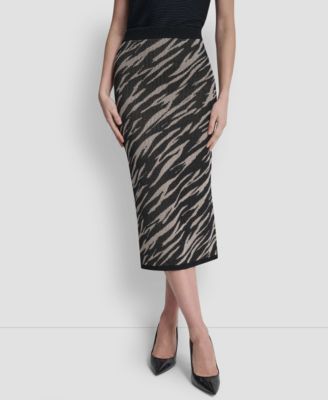 Women's Pointelle Jacquard Animal Print Pull-On Sweater Skirt