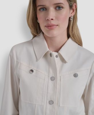 Women's Collared Twill Trucker Jacket